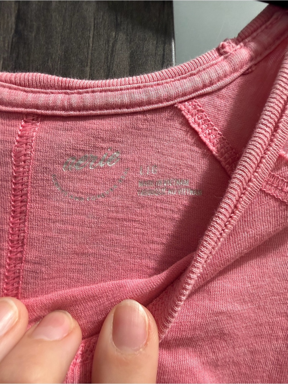 aerie Pink Long-Sleeve Crewneck Tee - Picture 3 of 3